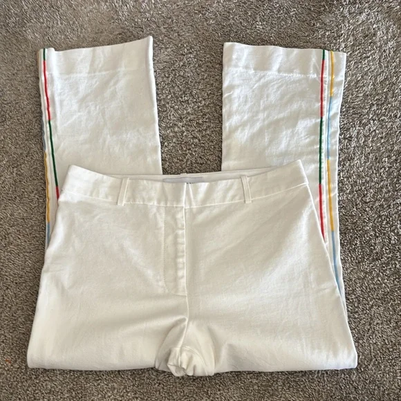 Derek Lam 10 Crosby White jeans embroidered side stripe - 6 - Picture 3 of 4